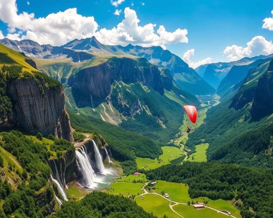 Paragliding über Wasserfälle in Lauterbrunnen