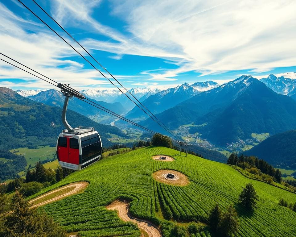 Seilbahnfahrten über die Alpen