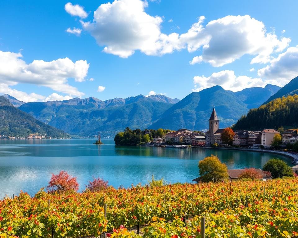 Spiez am Thunersee mit Alpenkulisse und Seeblick