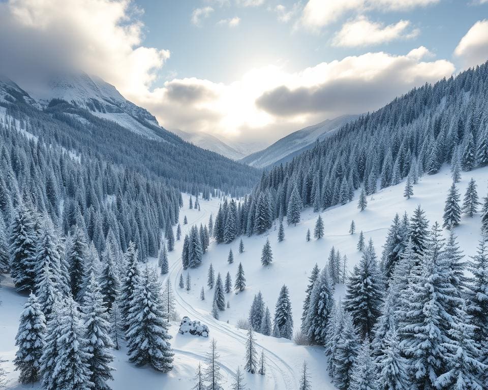 Winterwanderungen in Winterlandschaft