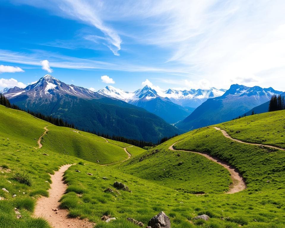 Wanderwege mit Blick auf die Berge